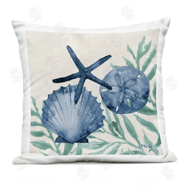 Stupell Industries Paul Brent | Tampico Shells In Blue Printed Throw Pillow