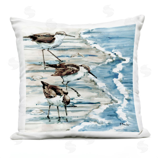 Stupell Industries Paul Brent | Three Sandpipers Ocean Shoreline Coast Printed Throw Pillow