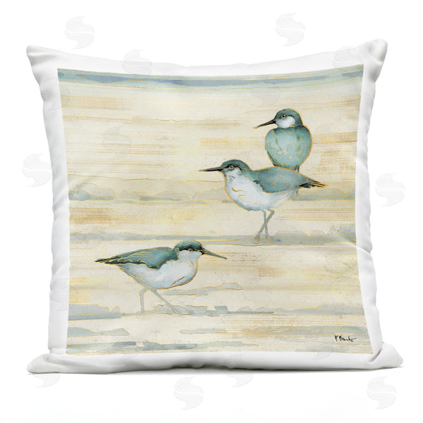 Stupell Industries Paul Brent | Three Sandpipers Walking Beach Coast Printed Throw Pillow