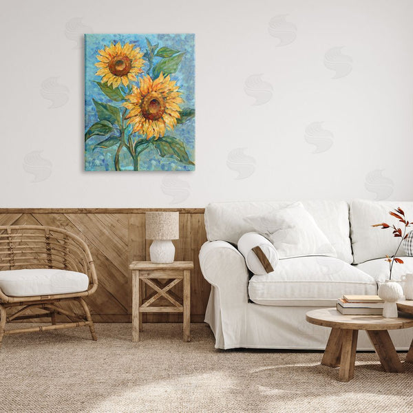 Stupell Industries Paul Brent | Traditional Sunflowers On Blue Wall Art