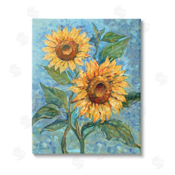 stupell industries Paul Brent | Traditional Sunflowers on Blue Wall Art