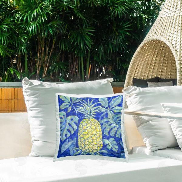 Stupell Industries Paul Brent | Tropical Pineapple On Blue Printed Throw Pillow