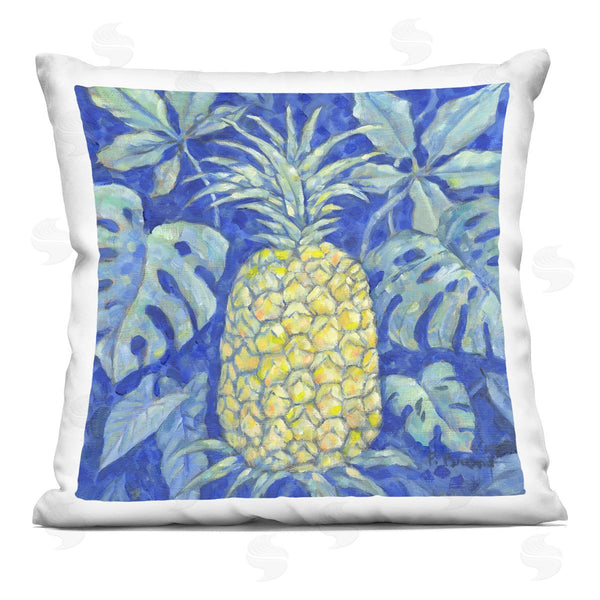 stupell industries Paul Brent | Tropical Pineapple on Blue Printed Throw Pillow