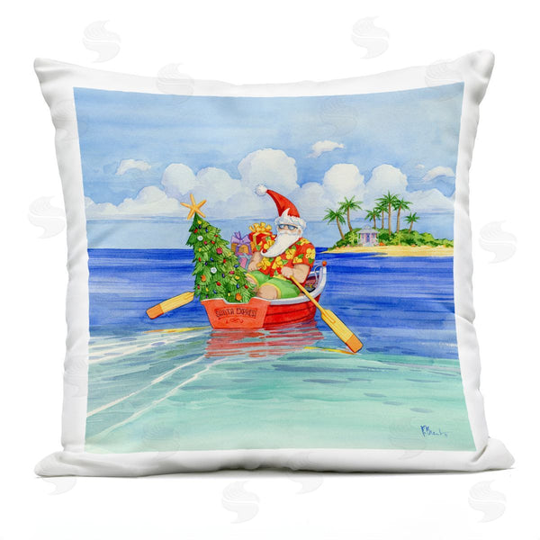 Stupell Industries Paul Brent | Tropical Santa Claus Warm Seasonal Island Printed Throw Pillow