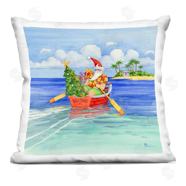 stupell industries Paul Brent | Tropical Santa Claus Warm Seasonal Island Printed Throw Pillow