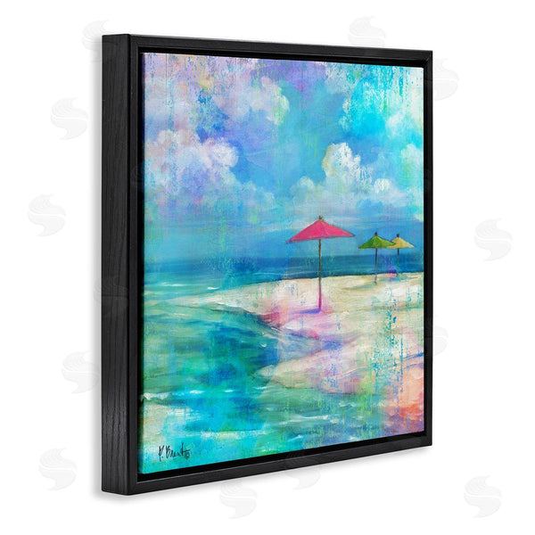 Stupell Industries Paul Brent | Umbrella Beachscape Watercolor Mirage Wall Art