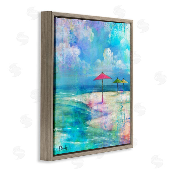 Stupell Industries Paul Brent | Umbrella Beachscape Watercolor Mirage Wall Art