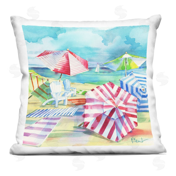stupell industries Paul Brent | Various Beach Umbrellas Coastal Summer Shore Printed Throw Pillow