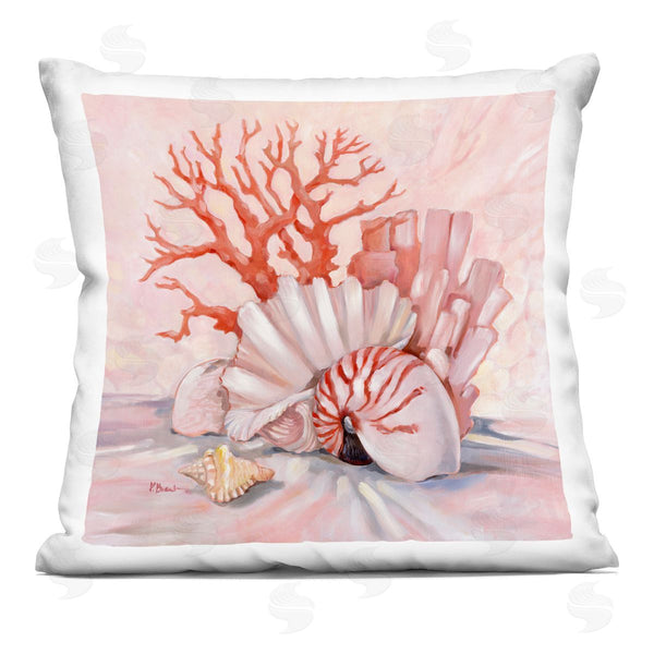 stupell industries Paul Brent | Various Red Pink Seashells Coral Still Life Printed Throw Pillow