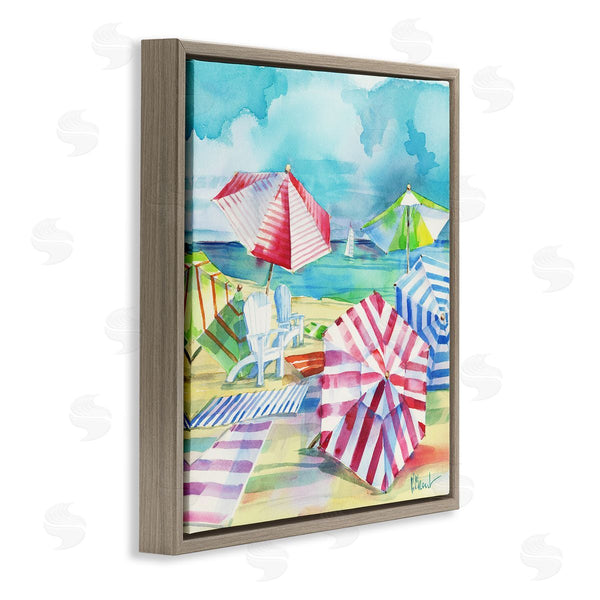 Stupell Industries Paul Brent | Ventura Beach Stripped Umbrellas Wall Art