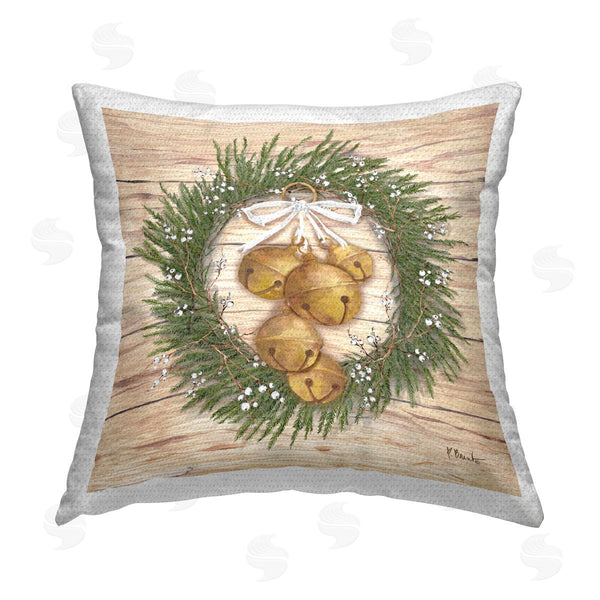 Stupell Industries Paul Brent | Winter Bells Wreath Printed Throw Pillow