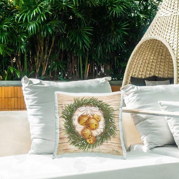 Stupell Industries Paul Brent | Winter Bells Wreath Printed Throw Pillow