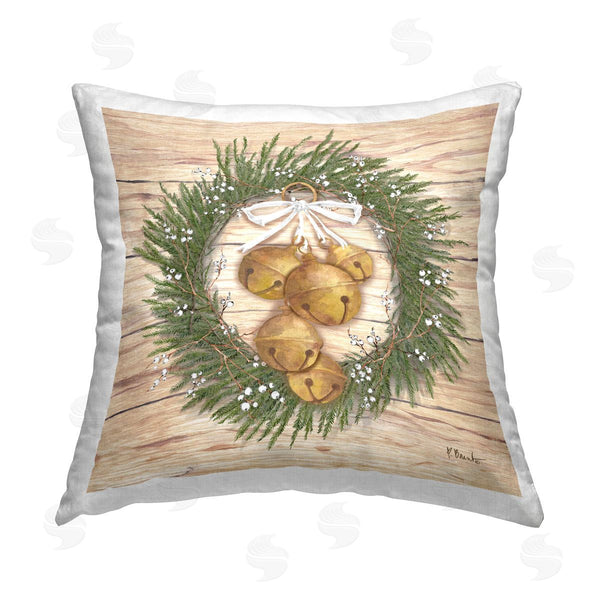 stupell industries Paul Brent | Winter Bells Wreath Printed Throw Pillow