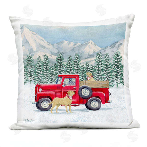 Stupell Industries Paul Brent | Winter Dogs Snowy Mountainside Red Truck Printed Throw Pillow