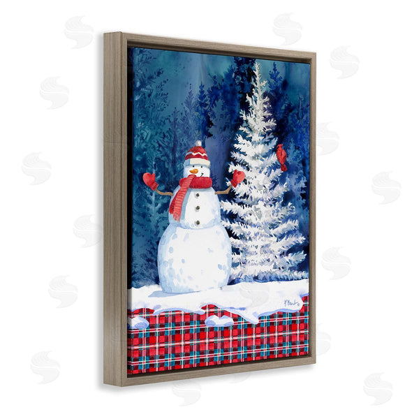 Stupell Industries Paul Brent | Winter Snowman On Plaid Wall Art