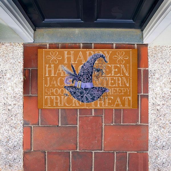 Stupell Industries Paul Brent | Witchy Hat & Spooky Phrases Non-Woven Door Mat