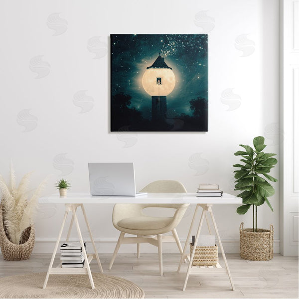 Stupell Industries Paula Belle Flores | Abstract Lunar Tower Beautiful Starry Sky Forest Wall Art