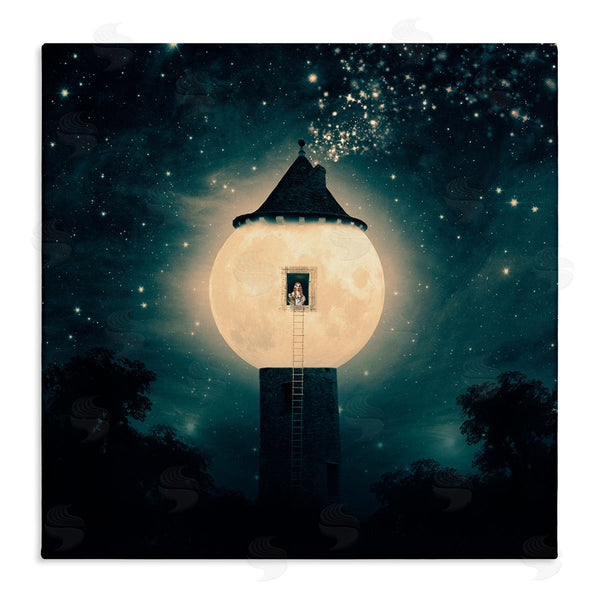 stupell industries Paula Belle Flores | Abstract Lunar Tower Beautiful Starry Sky Forest Wall Art