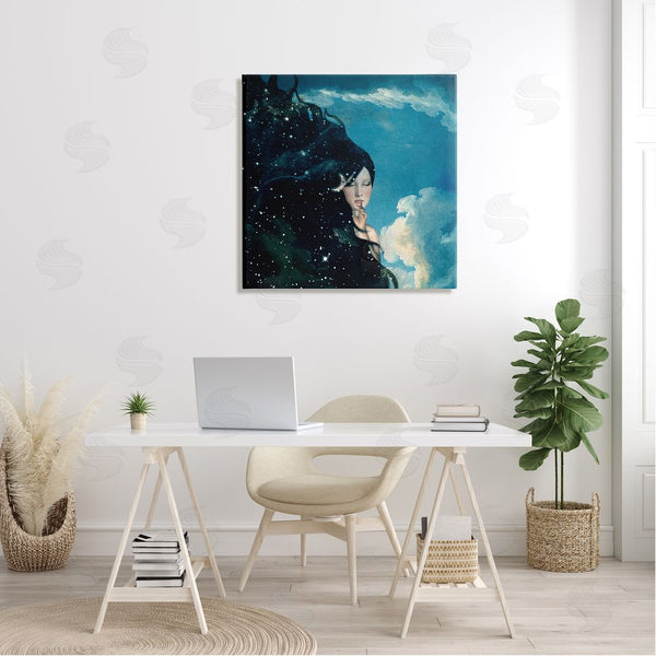 Stupell Industries Paula Belle Flores | Abstract Starry Night Sky Hair Daytime Clouds Wall Art