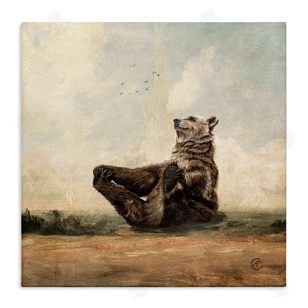stupell industries Paula Belle Flores | Bear Holding Paws Watching Sunset Wall Art