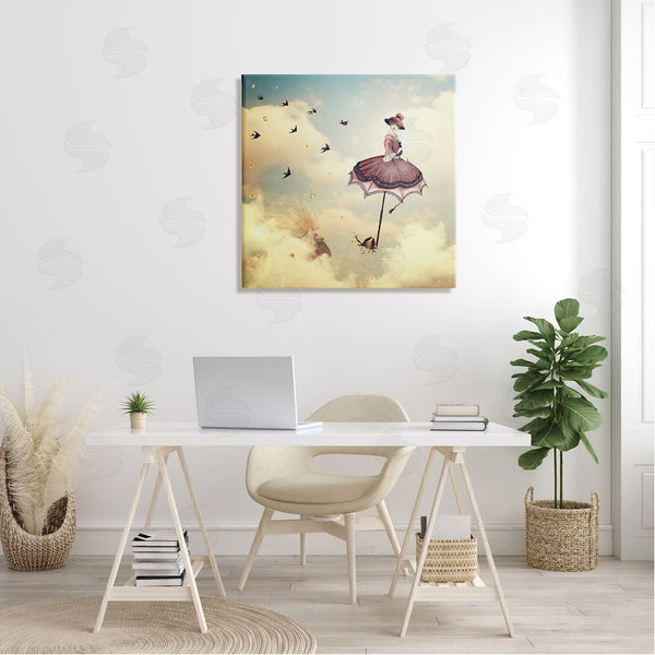 Stupell Industries Paula Belle Flores | Birds Flying Surreal Woman Clouds Fantasy Illustration Wall Art
