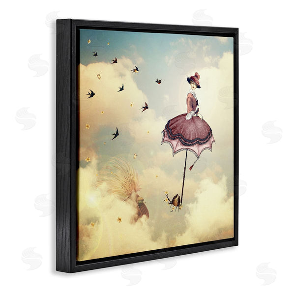 Stupell Industries Paula Belle Flores | Birds Flying Surreal Woman Clouds Fantasy Illustration Wall Art