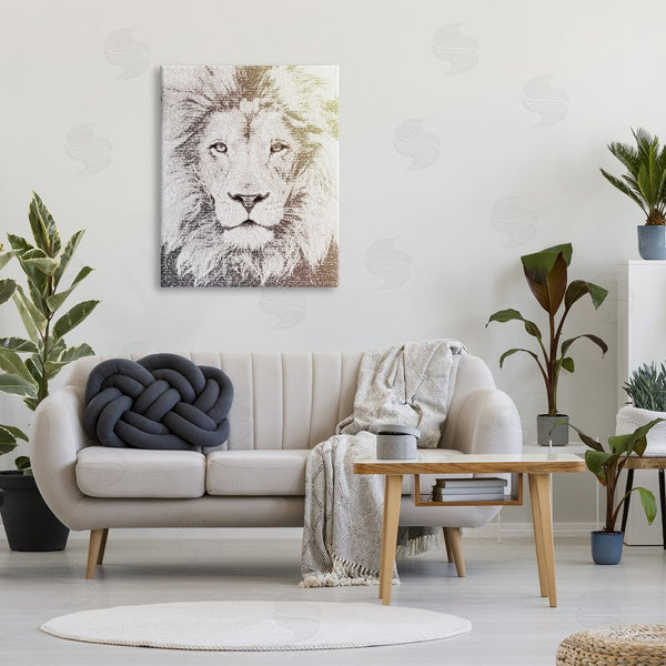 Stupell Industries Paula Belle Flores | Dominant Lion Portrait Text Word Pattern Animal Mane Wall Art