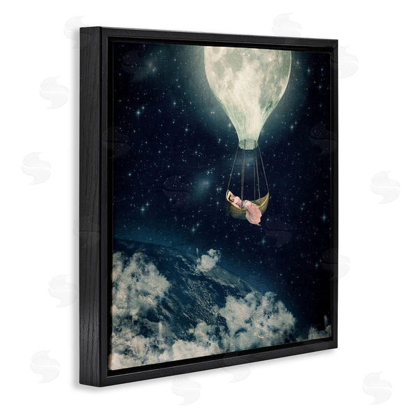 Stupell Industries Paula Belle Flores | Dreamlike Moon Balloon Galactic Outer Space Clouds Wall Art