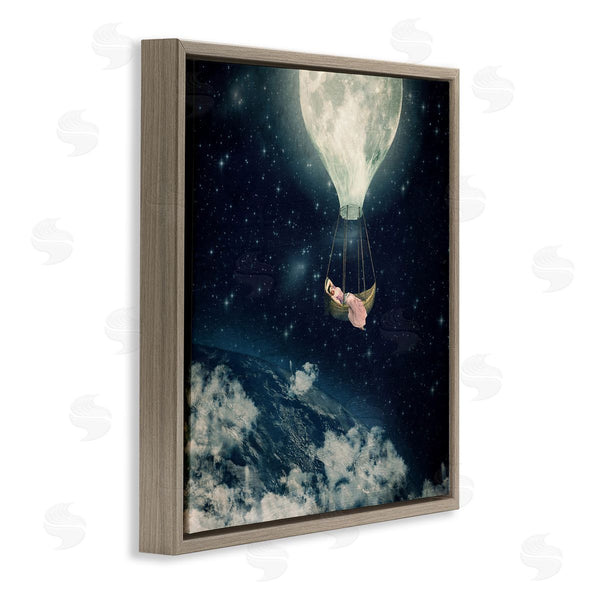 Stupell Industries Paula Belle Flores | Dreamlike Moon Balloon Galactic Outer Space Clouds Wall Art