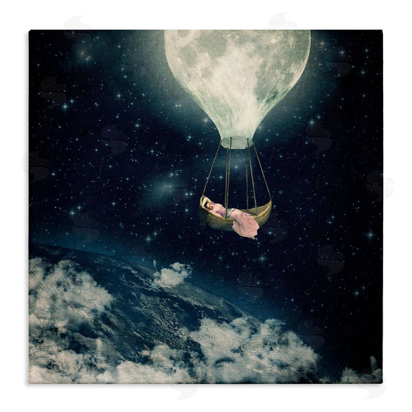stupell industries Paula Belle Flores | Dreamlike Moon Balloon Galactic Outer Space Clouds Wall Art
