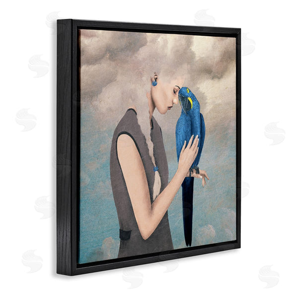 Stupell Industries Paula Belle Flores | Dreamy Cloud Hair Woman Vibrant Blue Parrot Wall Art