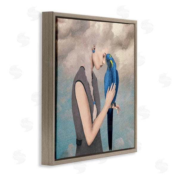 Stupell Industries Paula Belle Flores | Dreamy Cloud Hair Woman Vibrant Blue Parrot Wall Art