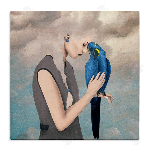 stupell industries Paula Belle Flores | Dreamy Cloud Hair Woman Vibrant Blue Parrot Wall Art