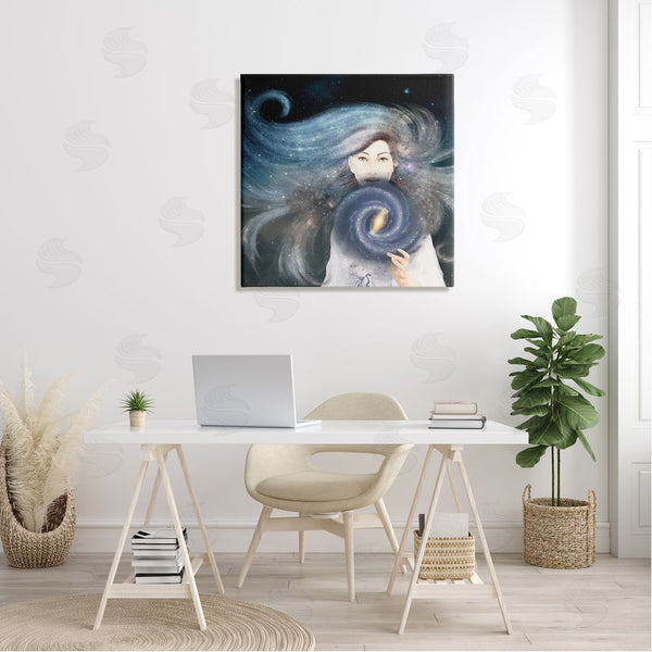 Stupell Industries Paula Belle Flores | Galaxy Woman Nebula Hair Purple Starry Universe Wall Art