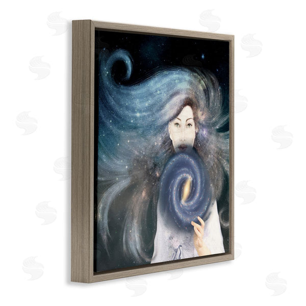 Stupell Industries Paula Belle Flores | Galaxy Woman Nebula Hair Purple Starry Universe Wall Art