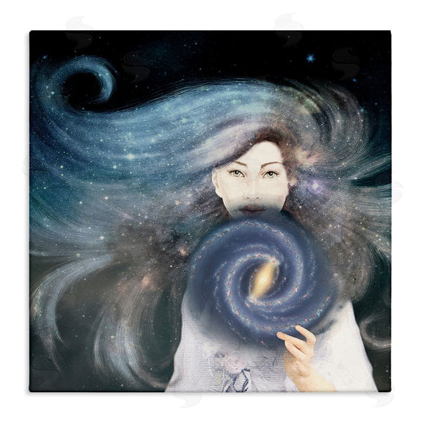 stupell industries Paula Belle Flores | Galaxy Woman Nebula Hair Purple Starry Universe Wall Art