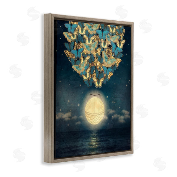 Stupell Industries Paula Belle Flores | Lunar Butterfly Hot Air Balloon Surreal Ocean Sky Wall Art