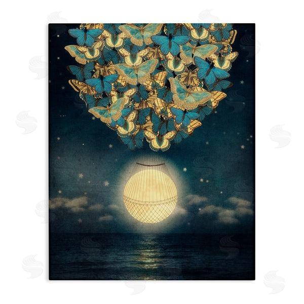 stupell industries Paula Belle Flores | Lunar Butterfly Hot Air Balloon Surreal Ocean Sky Wall Art