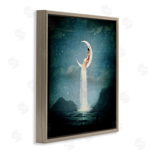 Stupell Industries Paula Belle Flores | Mountainous Ocean Landscape Moon Dress Waterfall Wall Art