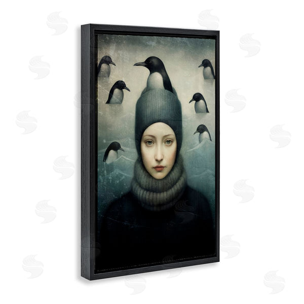 Stupell Industries Paula Belle Flores | Peeking Penguins & Woman Wall Art