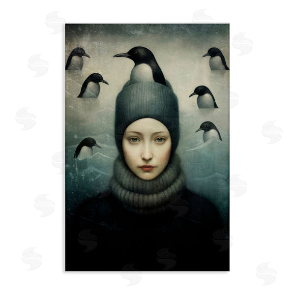 stupell industries Paula Belle Flores | Peeking Penguins & Woman Wall Art