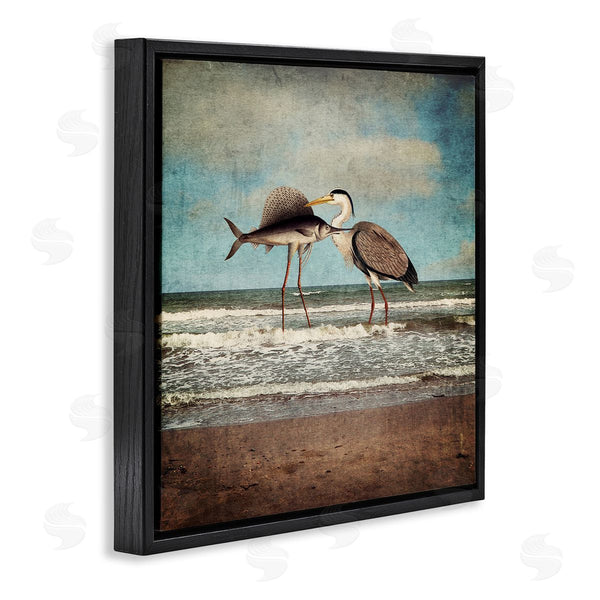 Stupell Industries Paula Belle Flores | Quirky Surreal Fish Bird Animals Beach Shoreline Wall Art