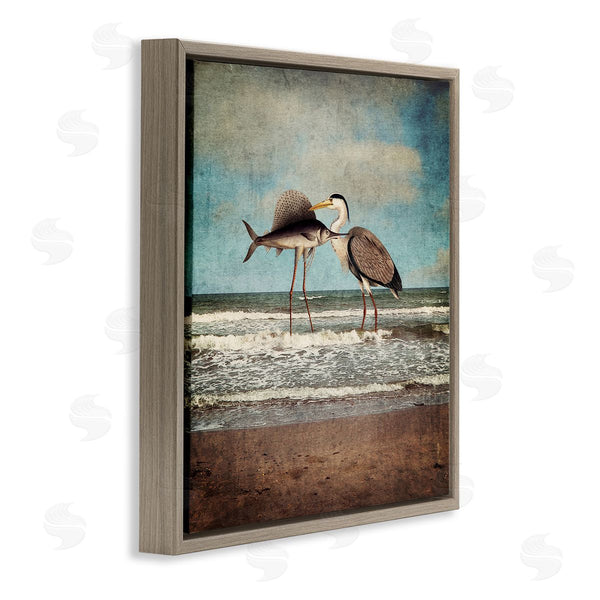 Stupell Industries Paula Belle Flores | Quirky Surreal Fish Bird Animals Beach Shoreline Wall Art