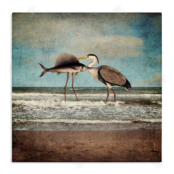 stupell industries Paula Belle Flores | Quirky Surreal Fish Bird Animals Beach Shoreline Wall Art