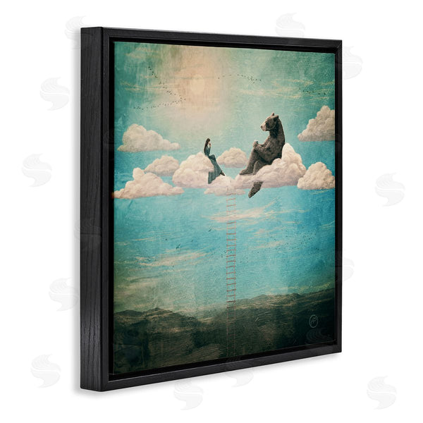 Stupell Industries Paula Belle Flores | Sky Ladder To Clouds Maiden Sitting With Bear Wall Art