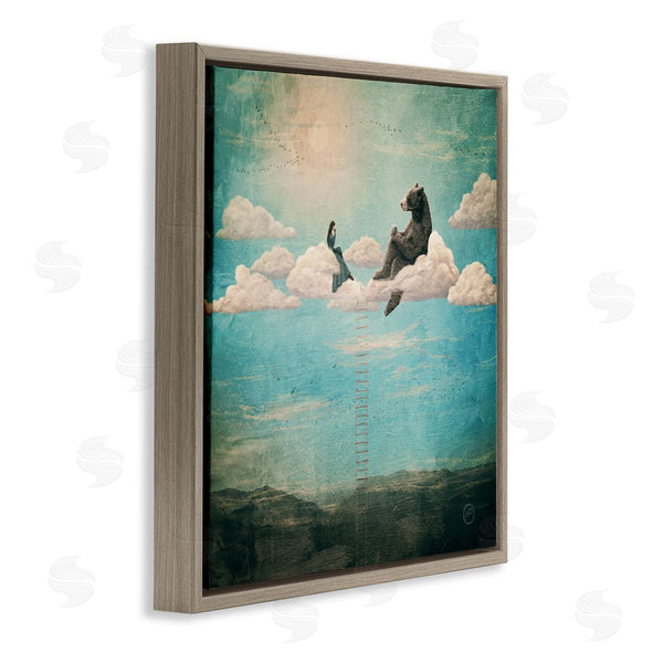 Stupell Industries Paula Belle Flores | Sky Ladder To Clouds Maiden Sitting With Bear Wall Art