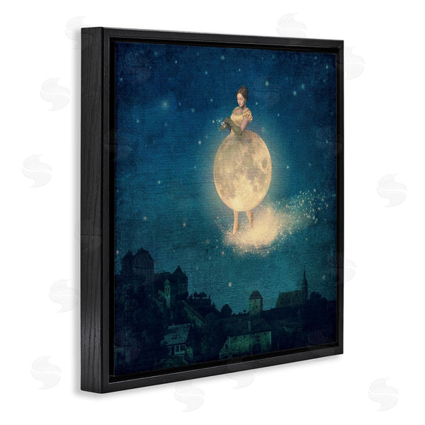 Stupell Industries Paula Belle Flores | Surreal Lunar Woman Nighttime Stars Cityscape Wall Art