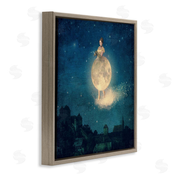 Stupell Industries Paula Belle Flores | Surreal Lunar Woman Nighttime Stars Cityscape Wall Art