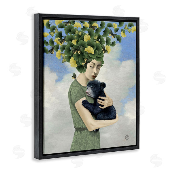 Stupell Industries Paula Belle Flores | Surreal Mother Earth Hair Vines Hugging Bear Cub Wall Art