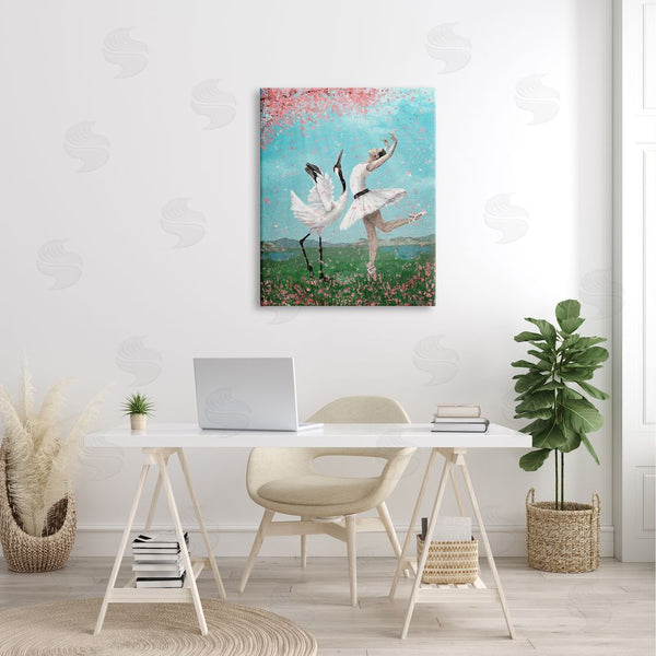 Stupell Industries Paula Belle Flores | Surreal Swan Ballet Lake Cherry Blossoms Dance Ballet Wall Art